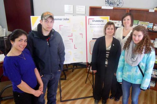 L-r: Rachel Hosseini, Ryan Wilkes Donna Longmire, Ashley Barrie and Robin Brownlee at the St. Lawrence College Employment Centre's first ever Student Job Fair on March 19